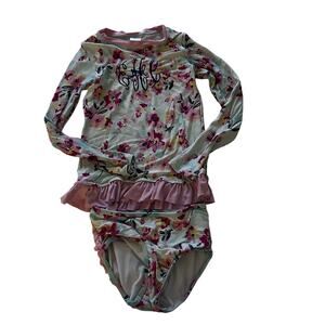 Ruffle Butts Floral Rashguard Swim Set - Monogrammed size 5